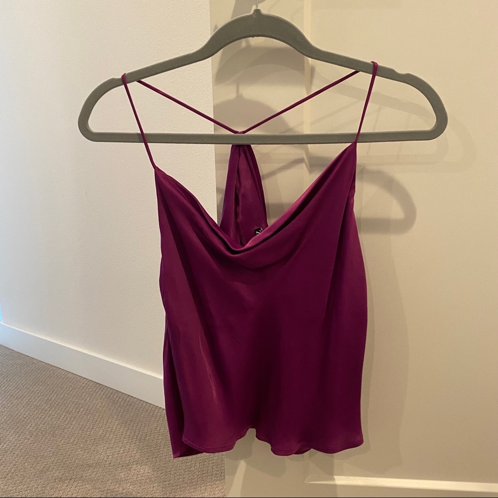 Zara Satin Camisole Top in Purple